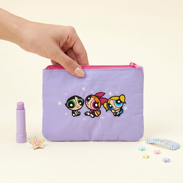 The Powerpuff Girls Embroidered Pouch - Lilac Pop