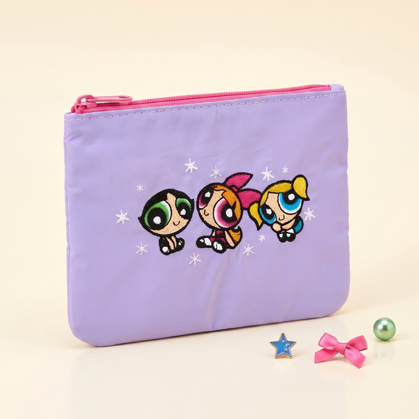 The Powerpuff Girls Embroidered Pouch - Lilac Pop