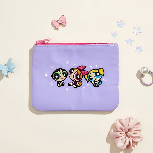The Powerpuff Girls Embroidered Pouch - Lilac Pop