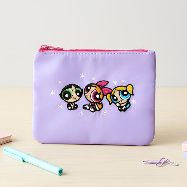 The Powerpuff Girls Embroidered Pouch - Lilac Pop
