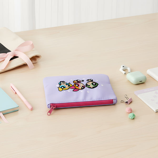 The Powerpuff Girls Embroidered Pouch - Lilac Pop