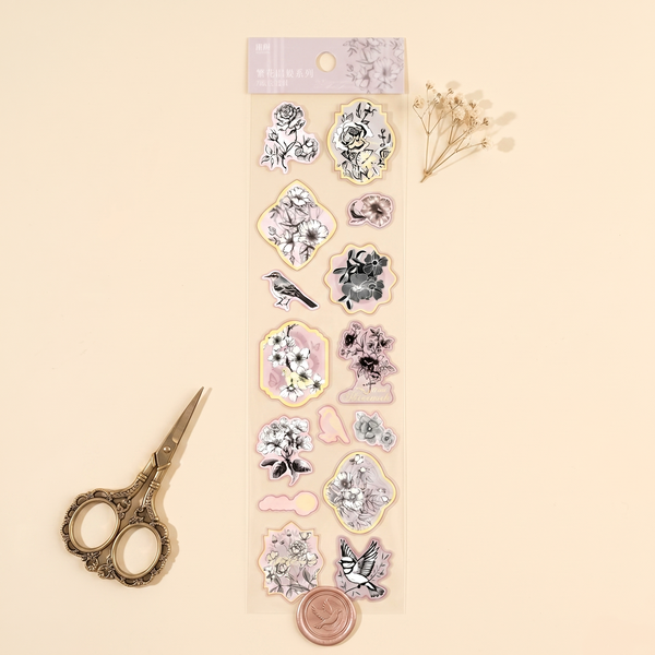 Vintage Floral Stamp Stickers