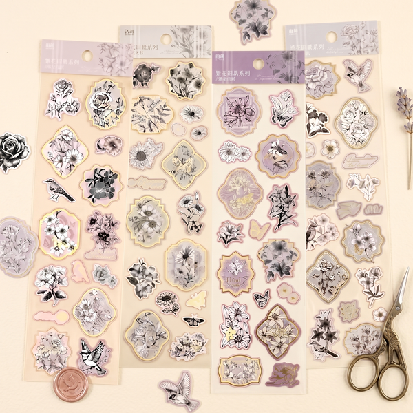 Vintage Floral Stamp Stickers