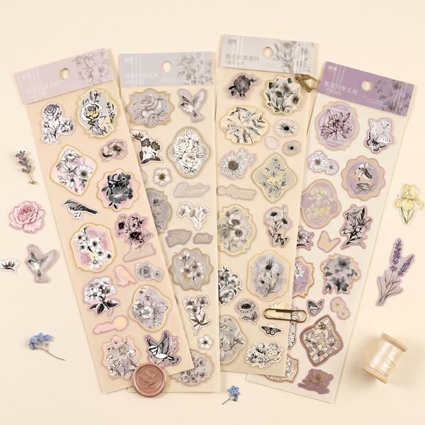 Vintage Floral Stamp Stickers