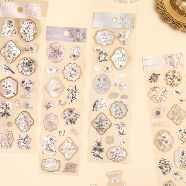 Vintage Floral Stamp Stickers