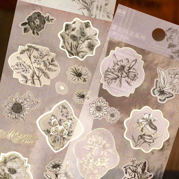 Vintage Floral Stamp Stickers