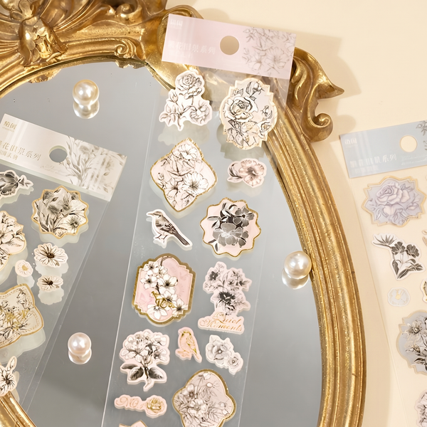 Vintage Floral Stamp Stickers