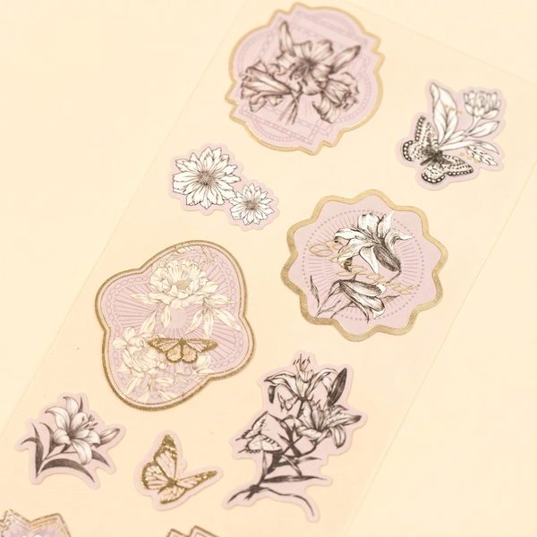 Vintage Floral Stamp Stickers