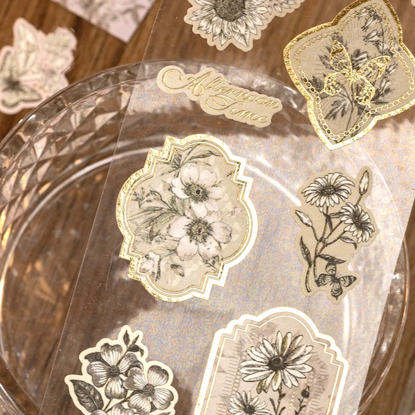 Vintage Floral Stamp Stickers