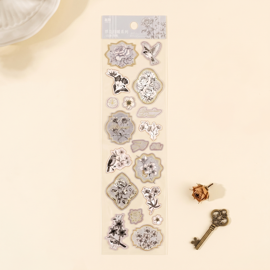 Vintage Floral Stamp Stickers
