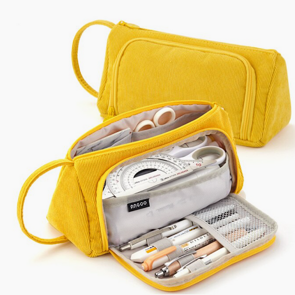 Triangle Corduroy Pencil Case (6 Colors)