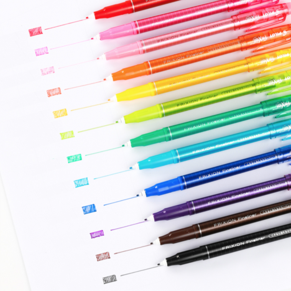 Pilot FriXion Fineliner Erasable Pen - Fine Tip - 12 Color Set