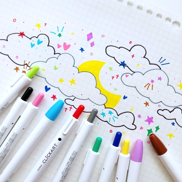 Zebra Clickart Knock Sign Pen 12 Color Set - Dark