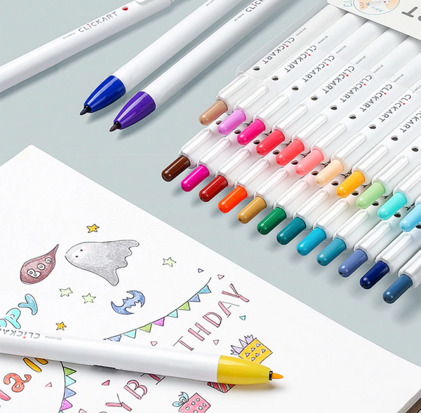 Zebra Clickart Knock Sign Pen 12 Color Set - Light