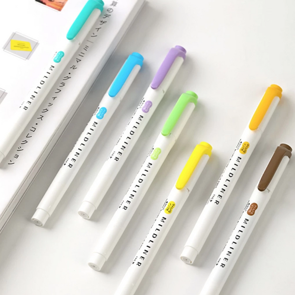 Zebra Mildliner Double Sided Highlighters - 5 Pastel Color Set